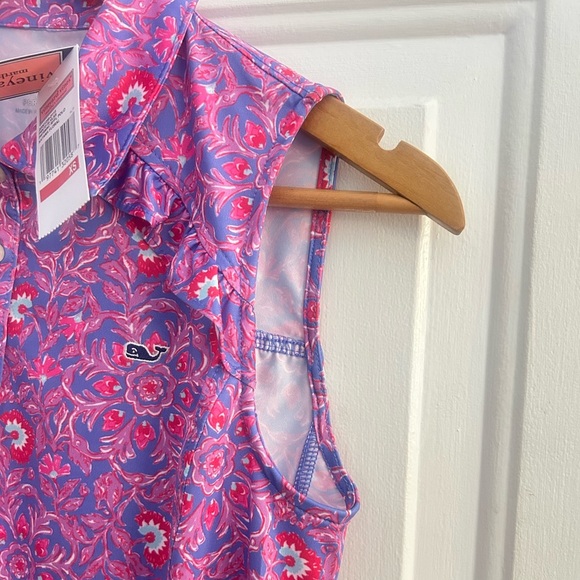 Vineyard Vines • NWT Ruffle Performance Sleeveless Purple/Pink Polo Golf Tennis - Picture 6 of 10
